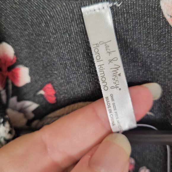 New Jack and Missy dark floral kimono one size open front ruffled whimsigoth - Picture 4 of 8